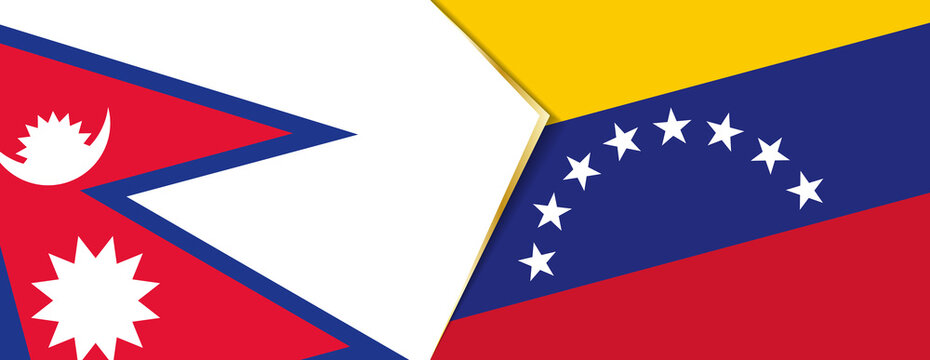 Nepal and Venezuela flags, two vector flags.