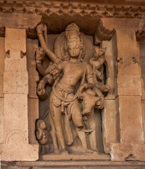 sculpture of Shiva at the Durga temple located in Aihole in Karnataka, India.