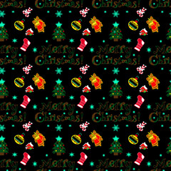 Christmas patterns on a black background