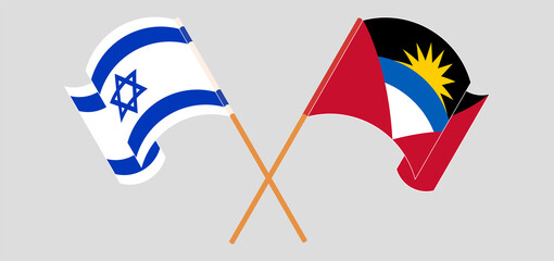 Crossed flags of Antigua and Barbuda and Israel