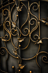 Luxurious fence, modern forged elements of a metal fence