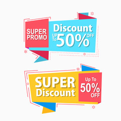 Obraz premium set of colorful origami flat sale banners promotion and advertisement
