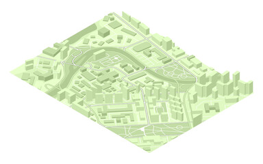 City map navigation, color paper design background, flat drawing schema, 3D simple city plan GPS navigation on paper city map. Route of delivery check point graphic