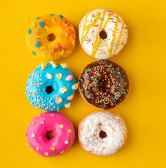 Delicious donuts with different icing