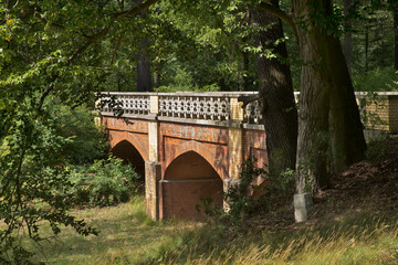 Bridge of King (Most Krolewski) at park Muzakowski (Park von Muskau) near Leknica. UNESCO World Heritage Site. Poland