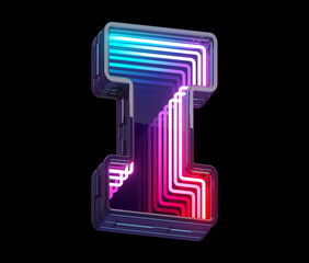 Infinity light neon font. Letter I. 