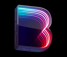 Infinity light neon font. Letter B. 