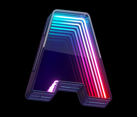 Infinity light neon font. Letter A. 