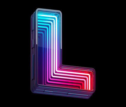 Infinity Light Neon Font. Letter L. 