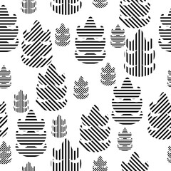 Seamless pattern of silhouettes of Christmas trees with diagonal, vertical and horizontal stripes, doodle stylized trees