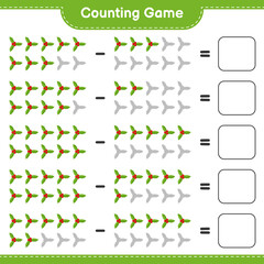 Counting game, count the number of Holly Berries and write the result. Educational children game, printable worksheet, vector illustration