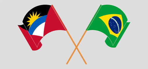 Crossed flags of Antigua and Barbuda and Brazil