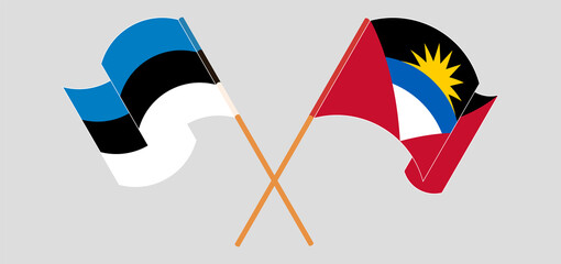 Crossed flags of Antigua and Barbuda and Estonia