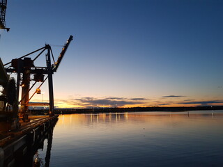 Obraz premium Sunset in port.Sweden. Oxelosund.