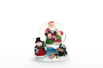 glass christmas ball with santa