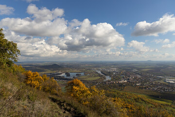Fototapeta na wymiar Autumn nature view from Lovos to Lovosice and Zernosecke lake