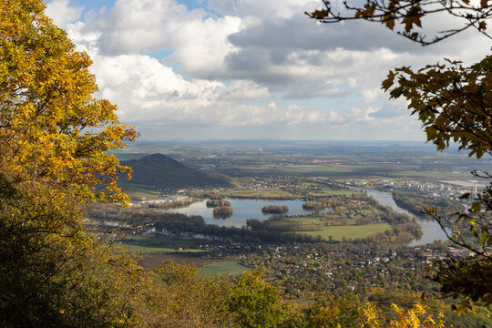 Autumn nature view from Lovos to Lovosice and Zernosecke lake