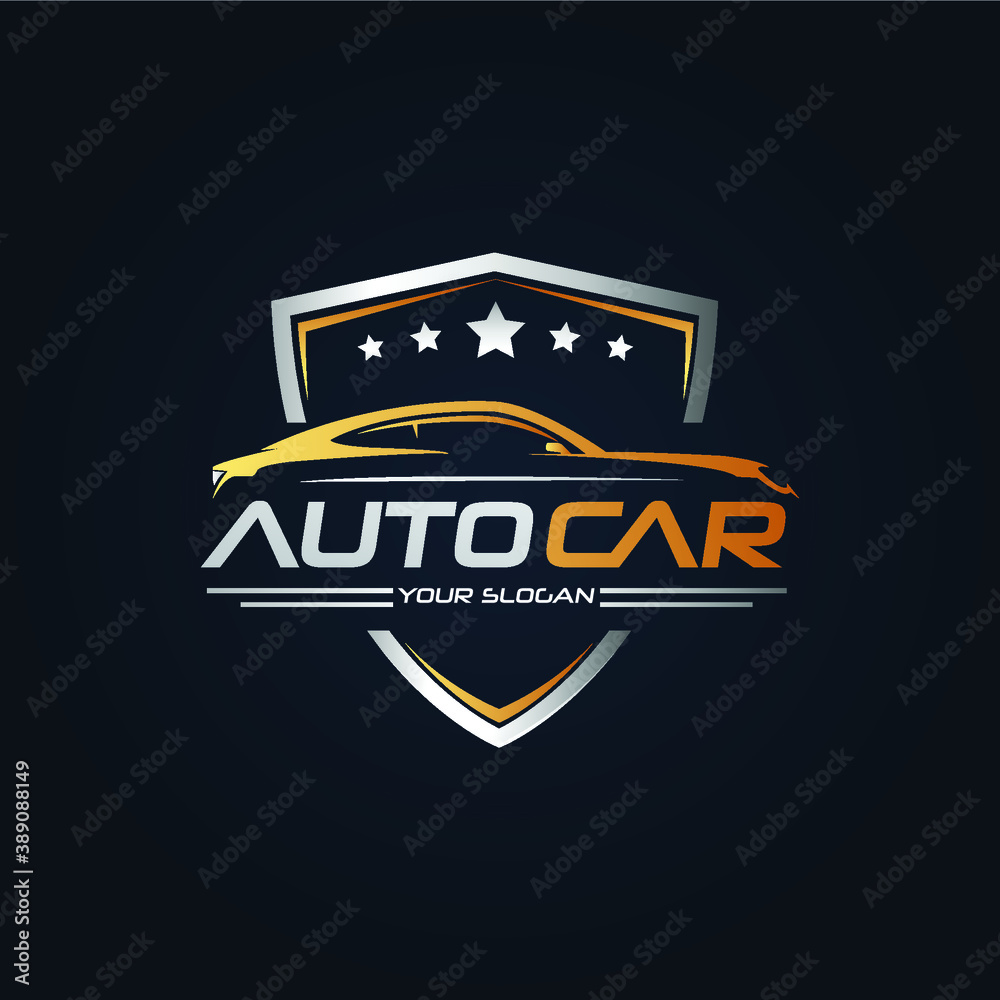 Wall mural Car Garage Premium Concept Logo Design - Red Silver Gold Color Auto Car Sport Design