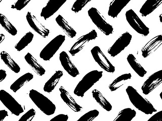 Monochrome Seamless Pattern for fabric design. Water splash paint splatter. Background texture old fabric. Ink paint Line vector.