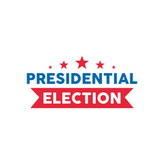 Fototapeta na wymiar presidential election lettering with stars and ribbon