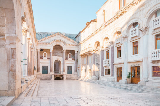 SPLIT, CROATIA - JULY 11, 2017: Ancient palace built for Roman Emperor Diocletian - Split, Croatia