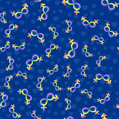 Seamless pattern LGBT mixed gender. The concept of gender reassignment or non-traditional sexual orientation.