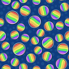 Seamless background with rainbow color circle. Flag symbol of the LGBT community, human rights and tolerance, rainbow love concept