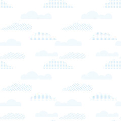 Seamless pattern with blue clouds. Iillustration with abstract sky.