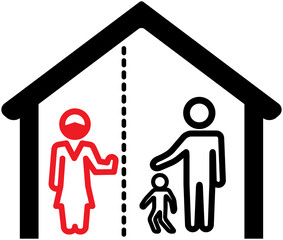 Self isolated family member. Vector icon