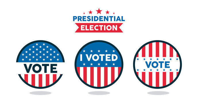 presidential election lettering with set stamps