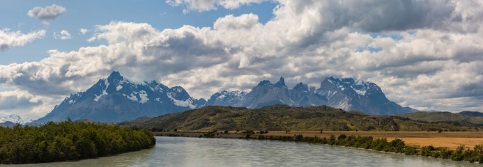 View over the Serrano River in Torres del Paine National Park, Chile
