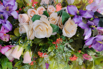 Synthetic flowers for decoration. Decoration flowers for weddings, Plastic flowers for wedding decorations