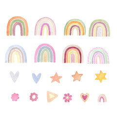 Watercolor Rainbows Vector Set. Hand Painted Beige and Warm Pink Nature Clip Art