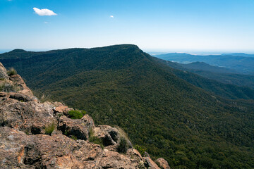 Fototapeta premium View of a green mountainous landscape in Australia.