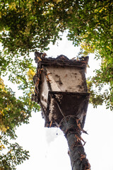 Very old streetlamp with rust and decay