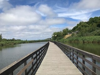 Obraz premium wooden bridge over the river