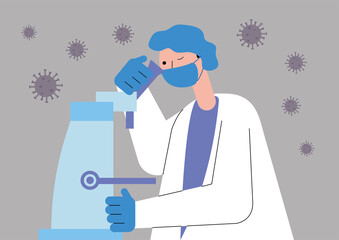 male doctor laboratory using microscope
