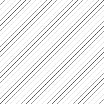 Diagonal Thin Black Lines Abstract On White Background. Seamless Surface Pattern Design With Linear Ornament. Angled Straight Stripes Motif. Slanted Pinstripe. Striped Digital Paper For Print. Vector.