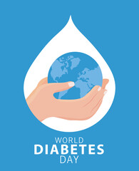 world diabetes day campaign with hands lifting earth planet