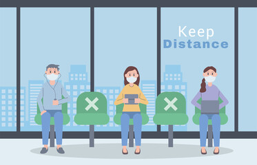 young people wearing face masks keep distance