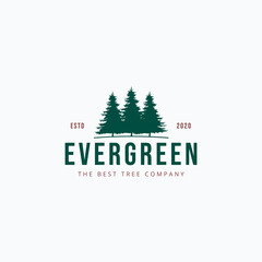 Evergreen pine tree vintage logo vector illustration design