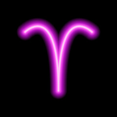 Pink neon zodiac sign Aries. Predictions, astrology, horoscope.