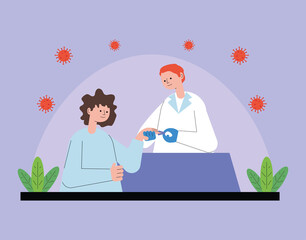 doctor with patient using the oximeter