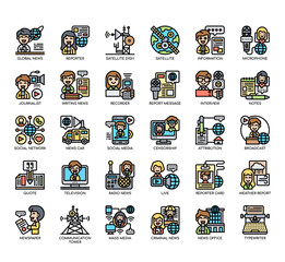 Set of journalist thin line and pixel perfect icons for any web and app project.