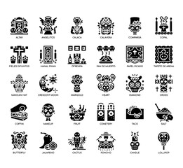 Set of day of the dead thin line and pixel perfect icons for any web and app project.