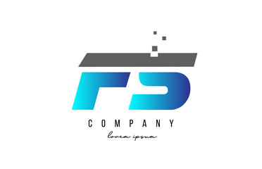 FS F S alphabet letter logo combination in blue and grey color. Creative icon design for company and business