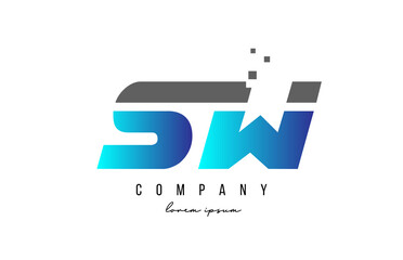 SW S W alphabet letter logo combination in blue and grey color. Creative icon design for company and business