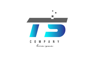 TS T S alphabet letter logo combination in blue and grey color. Creative icon design for company and business