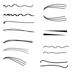 Set of handmade, hand drawn underline strokes isolated on white background EPS Vector