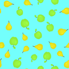 Seamless pattern with apples and pears
